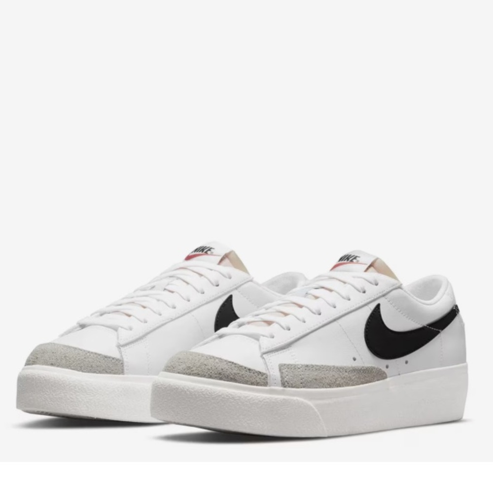 Nike White and Grey Sneakers with Black Swoosh